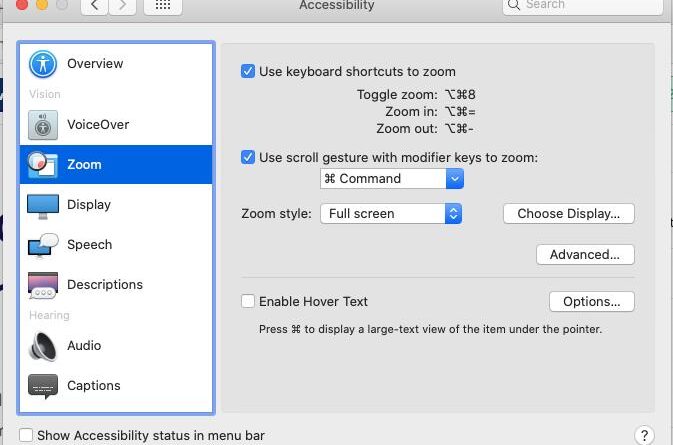 mac zoom settings